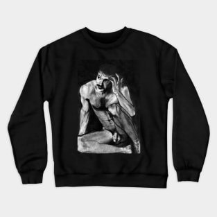 Naked man with mustache Crewneck Sweatshirt